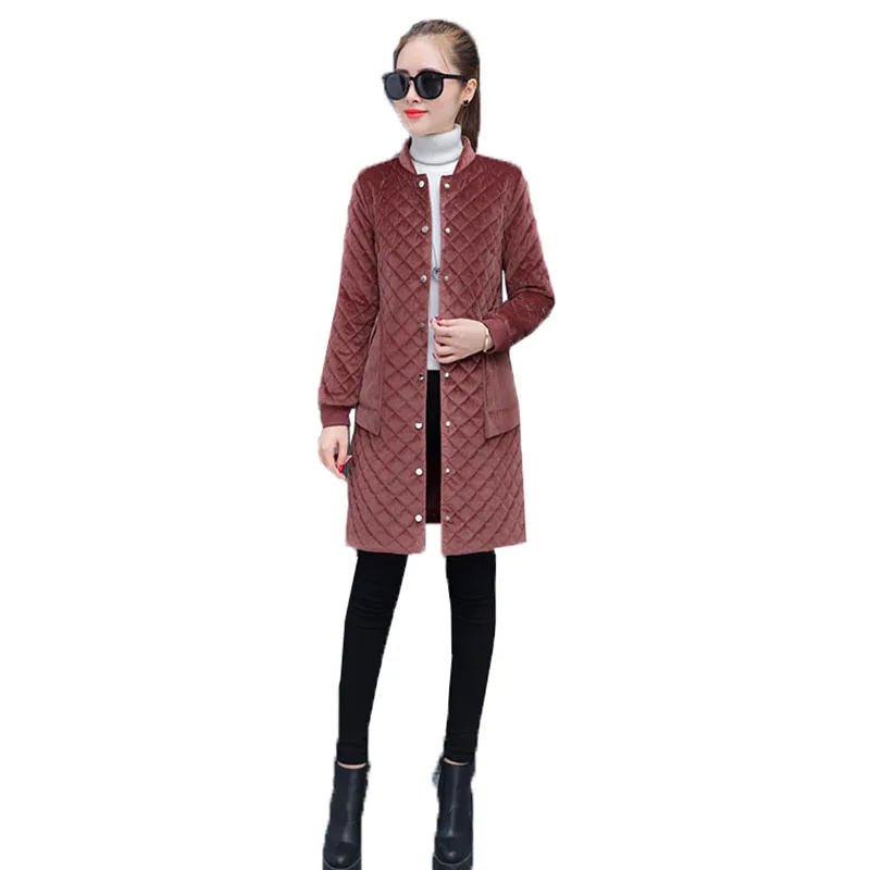 

Winter Plus Size 4XL Womens Down Cotton Jackets Ultra LightGold velvet cotton Autumn warm Parkas Long Jacket Female Outerwear