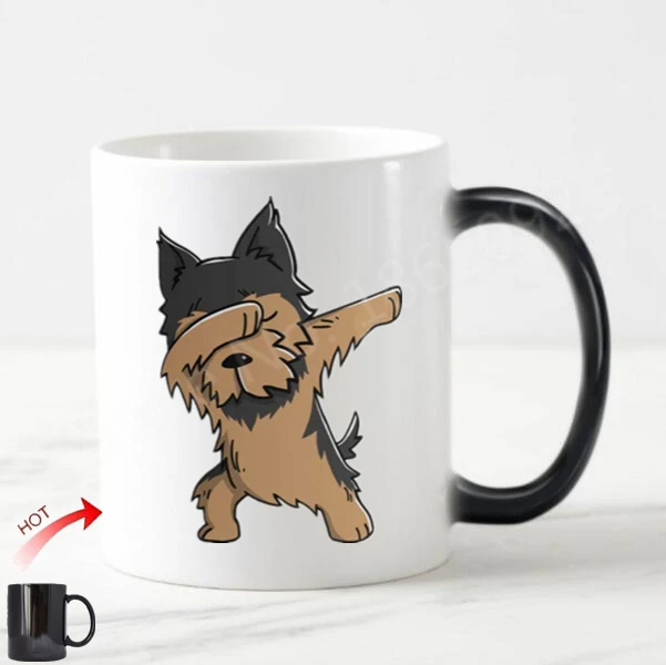 

Funny Yorkshire Terrier Dabbing Magic Mug Novelty Yorkie Dog Dab Coffee Beer Mugs Tea Cups for Dog Lover Creative Puppy Gifts