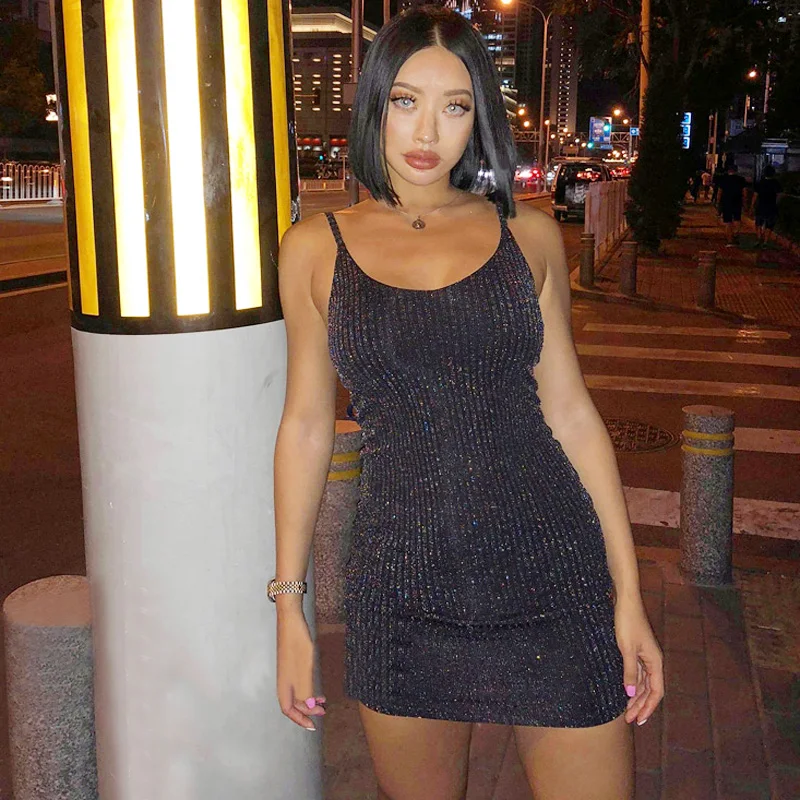 

Summer Women Basic Slip On Bodycon Dress Sexy Strapless Black Mini Club Skinny Cami Dresses Vestidos