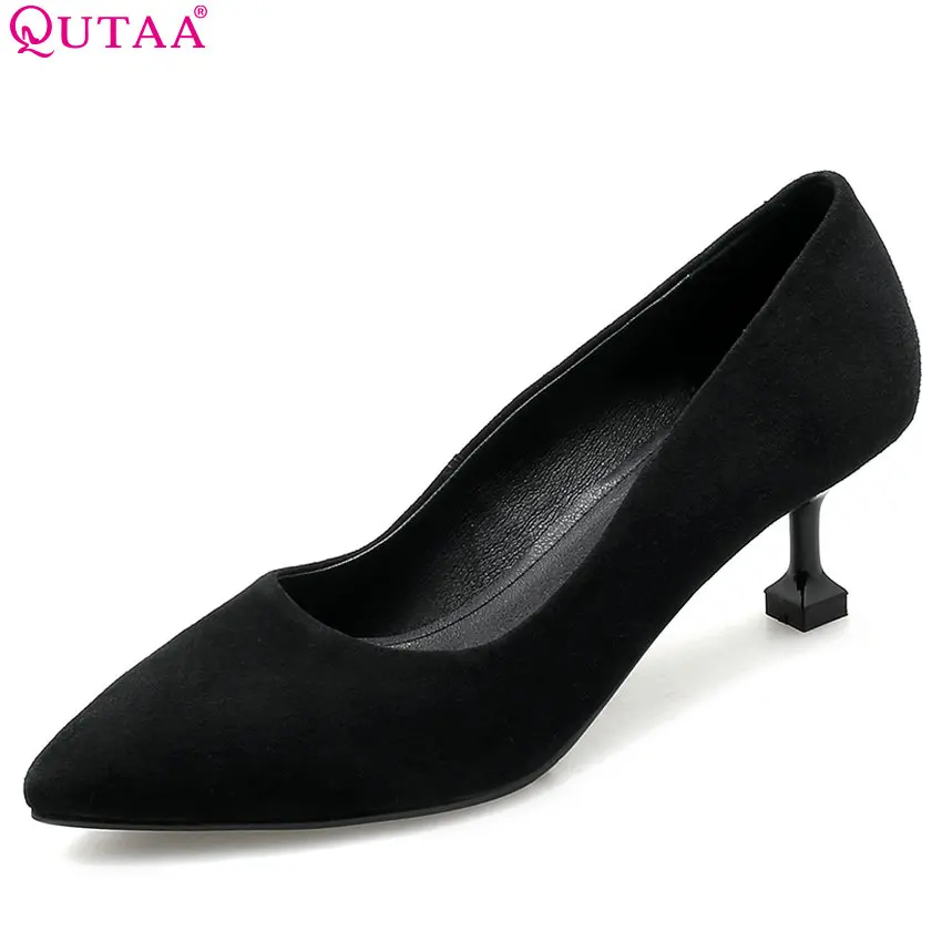 

QUTAA 2018 Women Pumps Sexy Blavk Fashion Women Shoes Thin High Heel Pointed Toe Westrn Style Women Pumps Size 34-43
