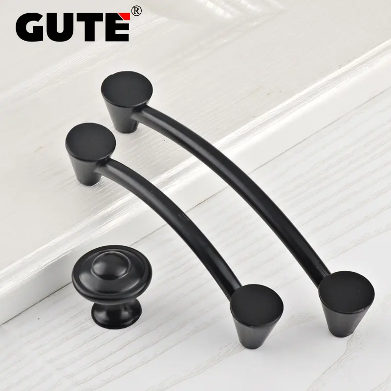 Gute 1pcs Fashion Black Cabinet Handle Zinc Alloy Bedroom