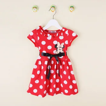 

Girls Clothes Summer Circle Point Mickey Minnie Print Dress Children's Wear Baby 2-6 Y Children Quality Clothing 2019 Hot Sale