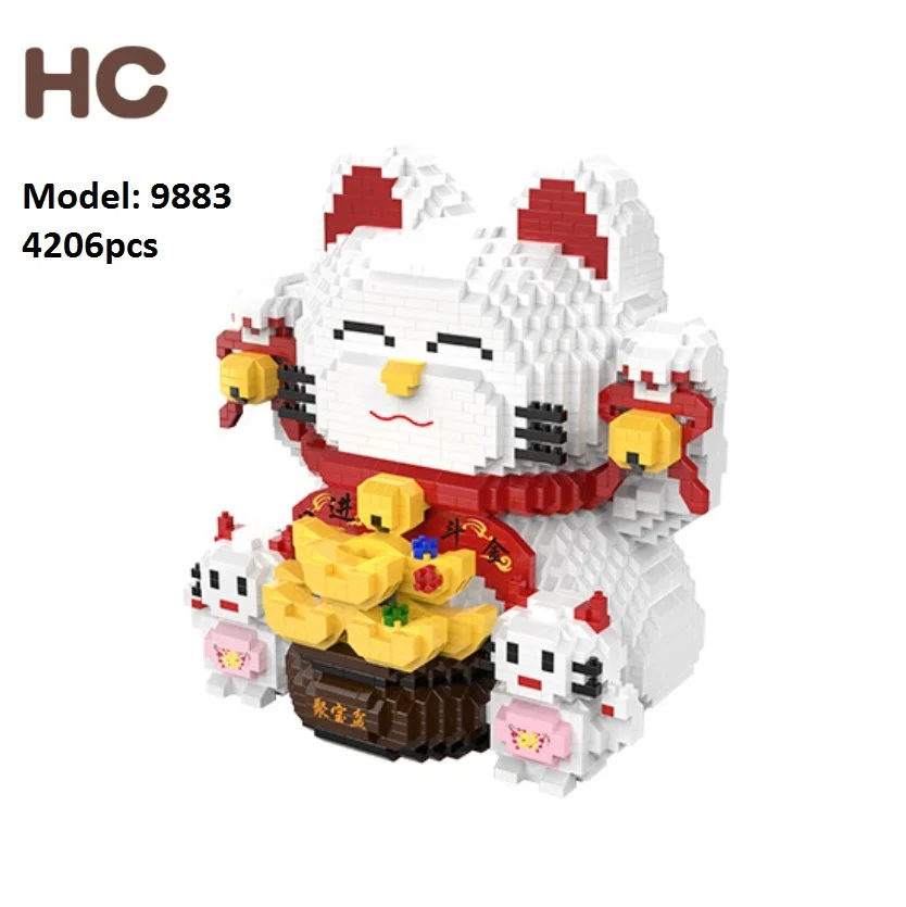 

HC Small Blocks fortune cat Model Assemble Anime Action Figures Building Toy New Year Gifts Cartoon brinquedos Children toys