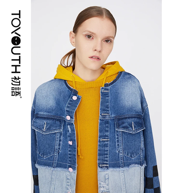 incredible Toyouth Patchwork Jean Jacket 2019 Women Casual Loose Denim Jacket Harajuku Womens Jackets And Coat