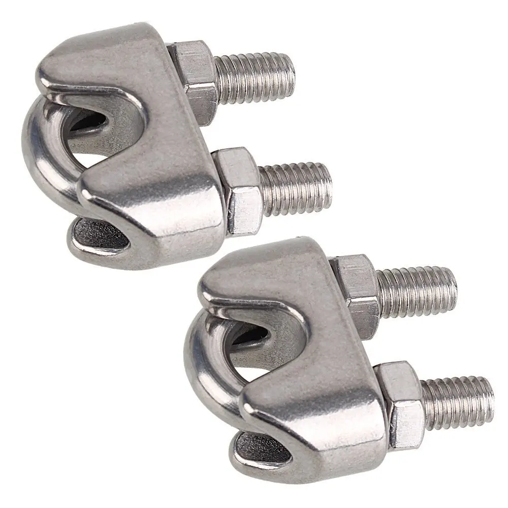 2pcs NEW 304 M6 Stainless Steel Commercial Wire Rope Clip Cable Clamp