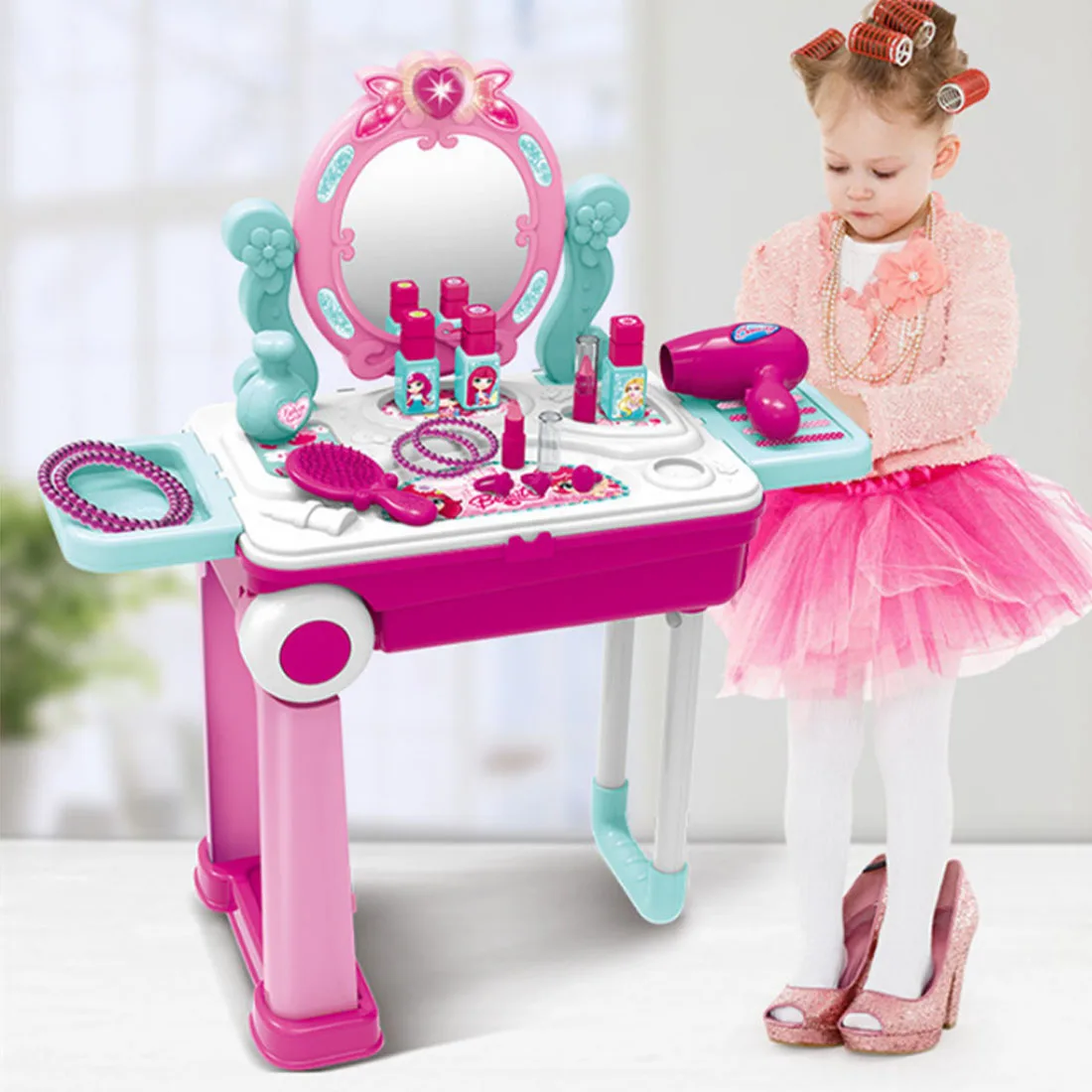 

2019 Kids Beauty Makeup Tool Sets Pretend Play Workbench Playset Educational Toy with Luggage Case Girls Toy Christmas Gifts