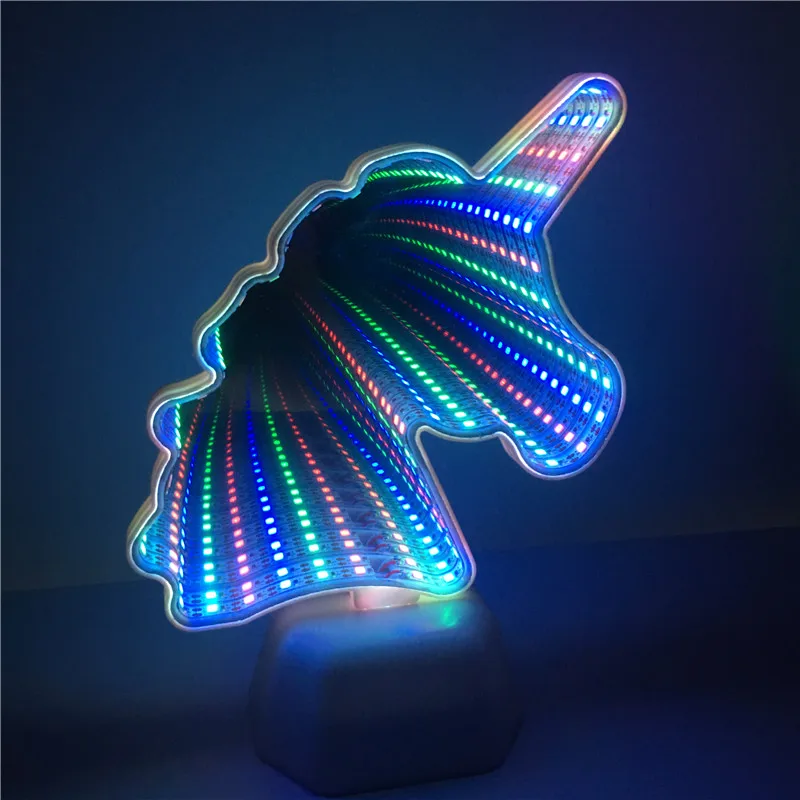 

Leedome Creative Colorful Unicorn Head LED Night Light Up Table Lamp AA Battery Led Kids Bedroom Home Decoration Xmas Lighting