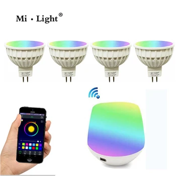

Milight FUT104 MR16 spot light DC12V 2.4G Wireless Dimmable Led Bulb RGB+CCT Led Spotlight Smart Led Lamp+ wifi ibox