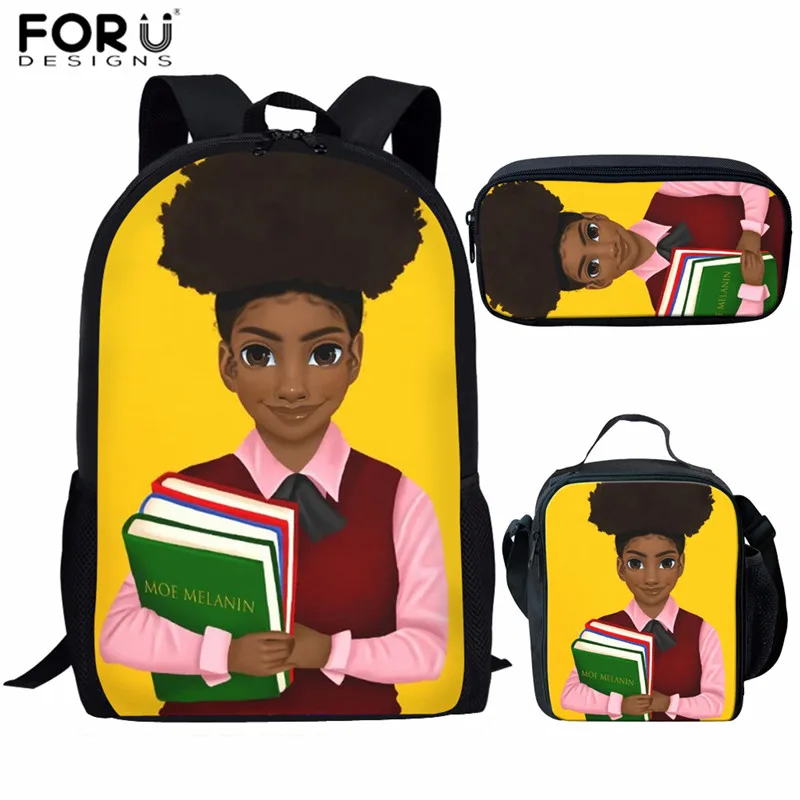 FORUDESIGNS/детские школьные сумки черного цвета с принтом в африканском стиле для девочек, школьные сумки для девочек, школьные сумки для девочек, сумка для подростков, Mochila - Цвет: Z5100CGK