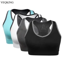 Спортивный бюстгальтер VEQKING размера плюс XL 2XL, спортивный бюстгальтер без косточек с подкладкой, женский спортивный бюстгальтер с высокой отдачей для фитнеса, йоги, тренировок, спортивный топ