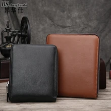 Diseñador de la marca de Moda de Los Hombres de Doble Cremallera de Cuero Primera Capa de Cuero bolsa de Mensajero Del bolso de Hombro Paquete de Negocio de los hombres