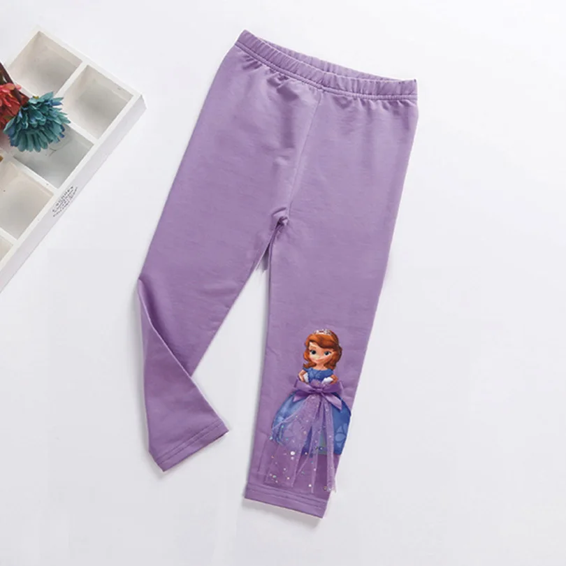 Милые леггинсы для маленьких девочек летние укороченные штаны для девочек с объемным рисунком Анны и Эльзы детские штаны для принцессы от 0 до 9 лет