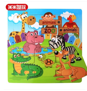 子の早期教育のおもちゃパズルおもちゃの漫画動物園木材パズル手作り頭の体操キャンディーカラーギフト用男の子女の子 Brain Teaser Early Educationwooden Puzzle Aliexpress