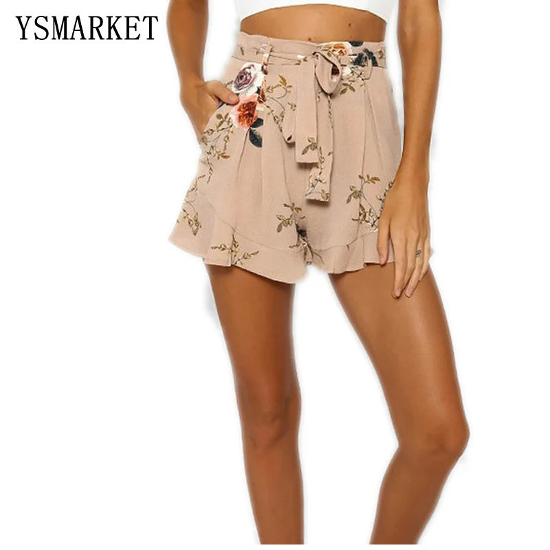 New Fashion Women Lady's Sexy Shorts Summer Casual Print Wide Leg Solid