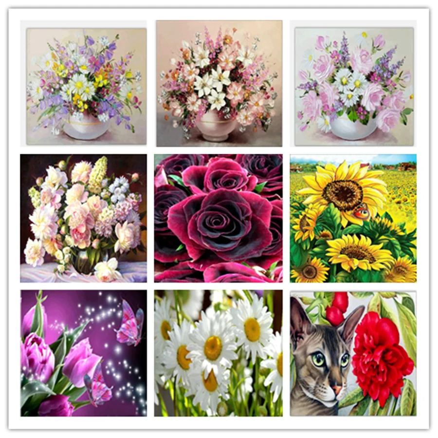 

^5d diy diamond embroidery mosaic full diamond painting cross stitch needlework Kits Home Decoration Flower arrangement bouquet