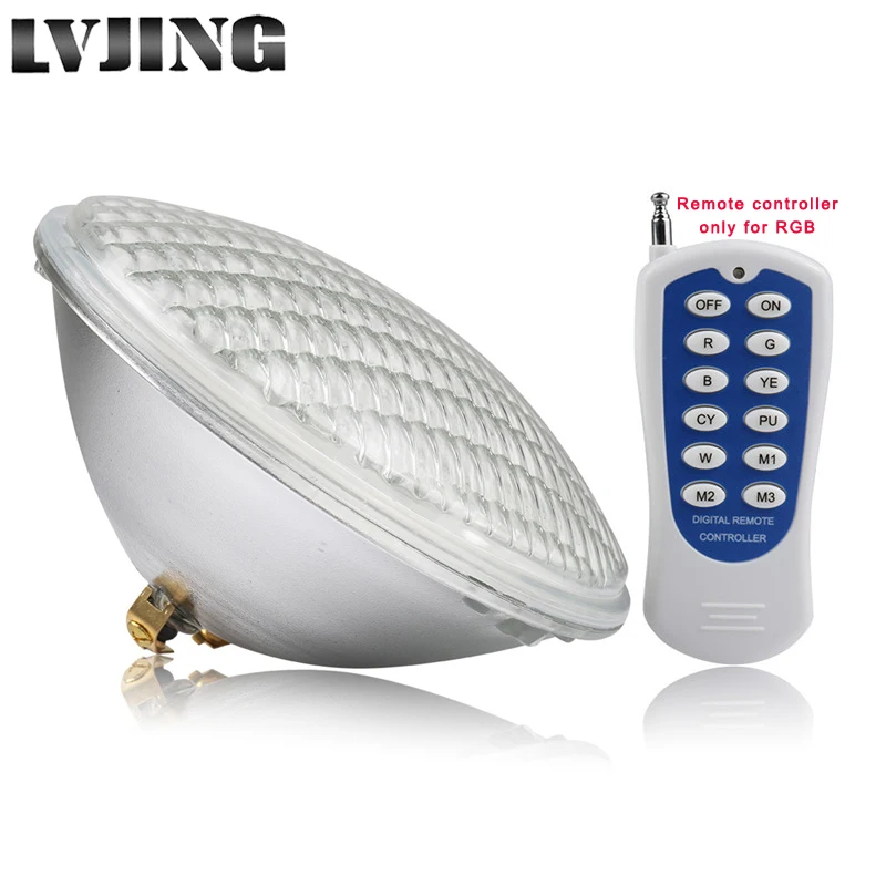 

LVJING 12V AC/DC PAR56 Led Swimming Pool Led Headlights IP68 Waterproof Pond Lights RGB+Remote Warm/Cold White Underwater Light