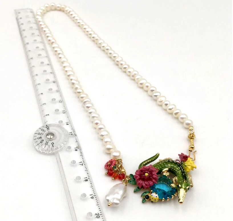 CSxjd заводское ожерелье с натуральным жемчугом, модное ожерелье с крокодилом, серьги, браслеты