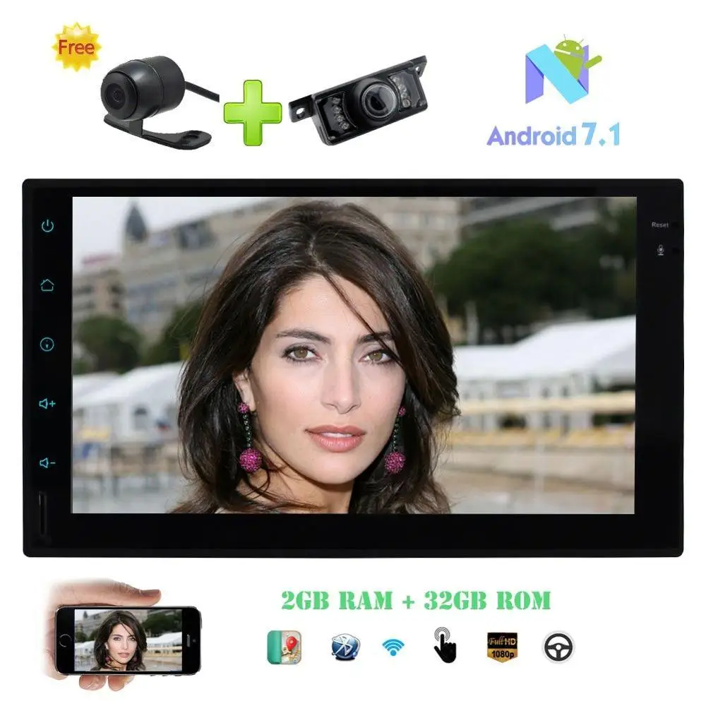 Front&Backup Camera included! Android 7.1 8-core 2GB RAM+32GB ROM Car Stereo 2 Din GPS Navigation Autoradio 4G WIFI Bluetooth SD Front&Backup Camera included! Android 7.1 8-core 2GB RAM+32GB ROM Car Stereo 2 Din GPS Navigation Autoradio 4G WIFI Bluetooth SD