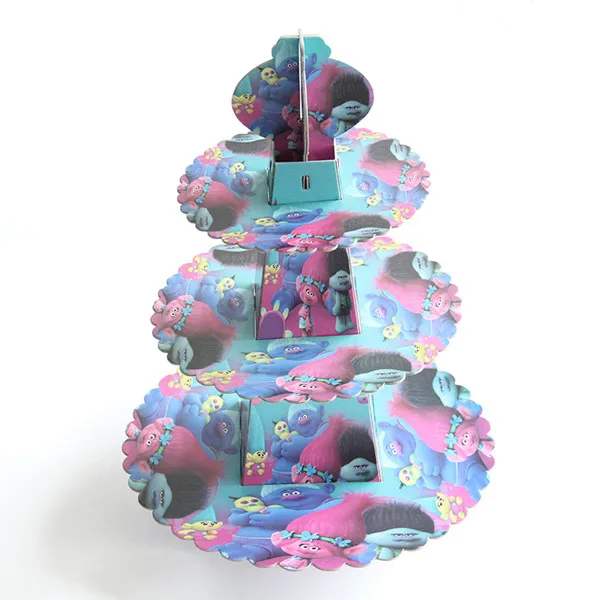 1 комплект Микки и Минни Маус Мышь Moana Детские День рождения украшения 3-х уровневая подставка для свадебного торта Baby Shower поставки стенд кекса моноблок - Цвет: Troll