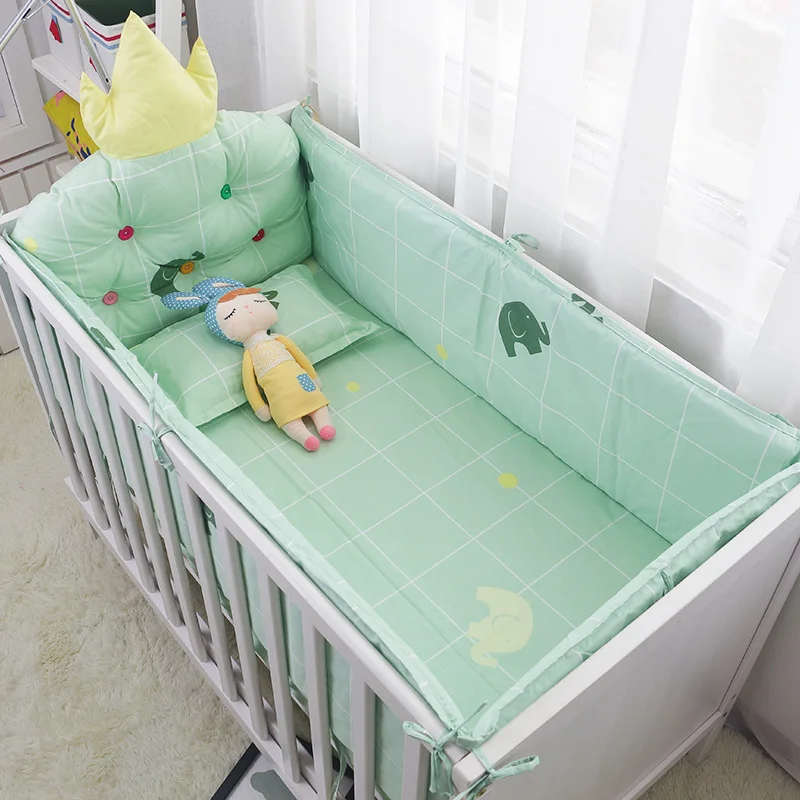 Стильная футболка с изображением персонажей видеоигр 5 шт. в наборе, Постельное белье 3 цвета новорожденных защита для кроватки бампер хлопок большая корона подголовник Простынка для детской кроватки Постельное белье