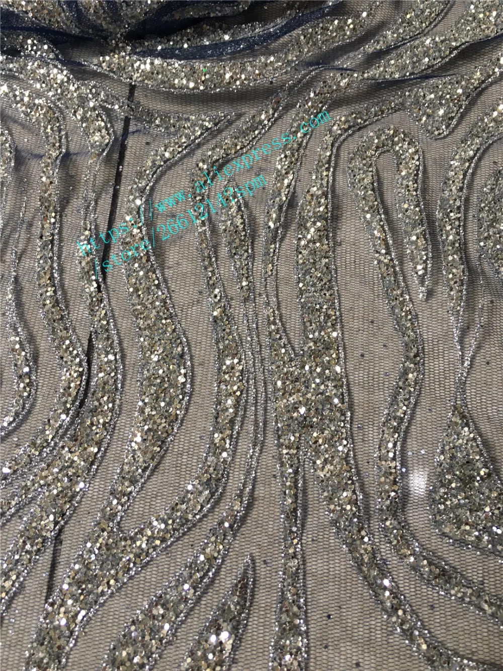 BZL 1903150 glued print glitter tulle mesh fabric hot sale with sequins