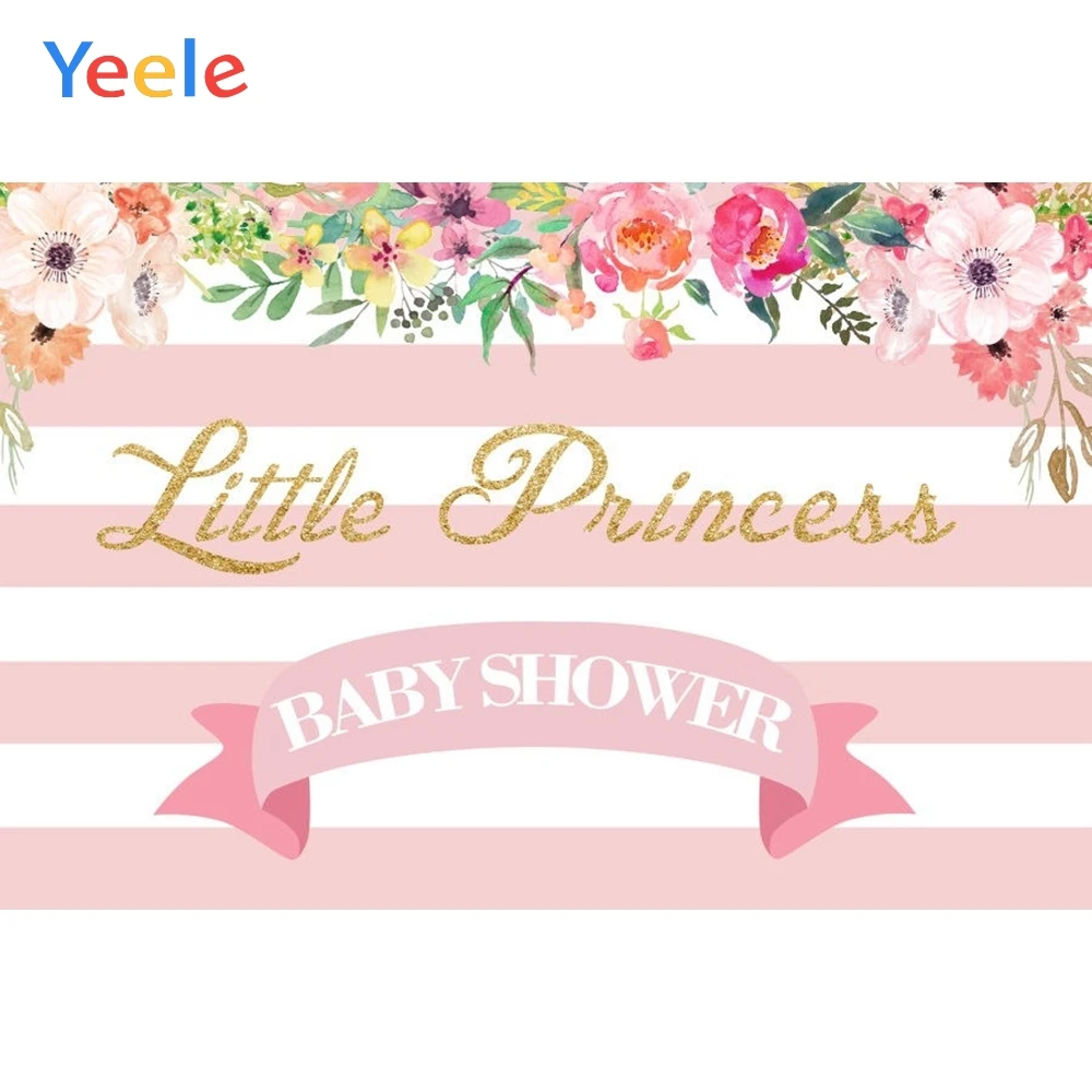 

Baby Shower Party Photography Backdrop Flowers Newborn Girl Princess Customized Vinyl Photographic Backgrounds For Photo Studio