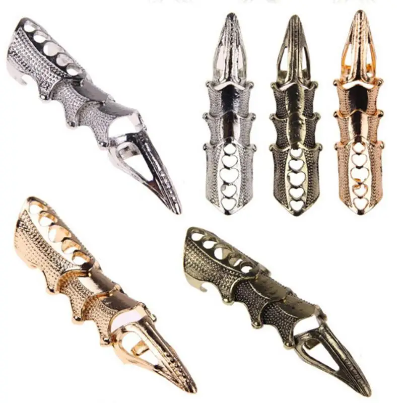 

Punk Gothic Men's Alloy Claw Spike Armor Knuckle Joint Exaggerated Full Finger Ring Silver Bronze Gold