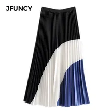 Распродажа! цветная Женская плиссированная юбка в английском стиле с эластичной талией трапециевидная миди юбка женская плиссированная юбка в стиле пэчворк