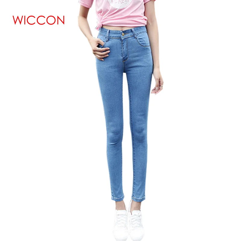 WICCON Casual Skinny Stretch Denim Pencil Pants 2018 New Autumn Fashion Solid Ankle Length Jeans Basic Hot Trousers Bottoms Jeans
