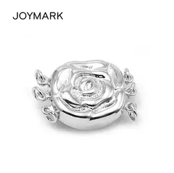 JOYMARK розы 925 пробы серебро 3-Strand Коробчатая застежка жемчуг Цепочки и ожерелья ювелирные изделия разъем выводы SC-BC254