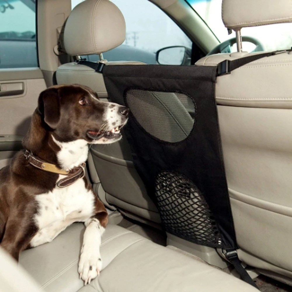 

Dog Car Barrier Front Seat Pet Barrier Safe Carry Mesh Obstacle with Two View Windows Prevent Disturb from Dogs Children