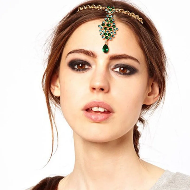 Women Alloy Plated Head Chain Hair Jewelry Hair Accesories Indian
