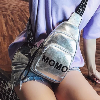 

ETAILL 2018 Women Travel Sports Chest Bag Casual Letter Chest Pack Messenger Crossbody PU Leather Bag Fashion Shoulder Bags