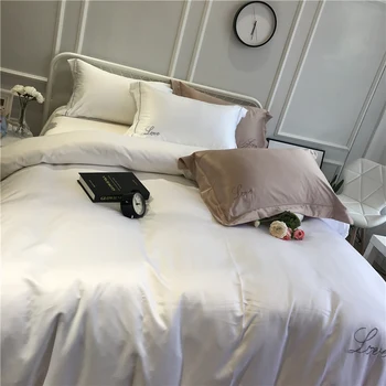 

2018 brand new water washed silk embroidered Luxury Bedding Set Queen Size 4 pieces.