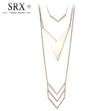 2018 New Brand Gold Silver Plated Long Link Chain Romantic Arrow Triangle Shaped Pendant Charm Choker