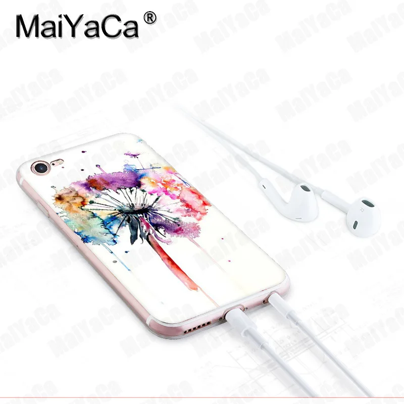 MaiYaCa для iphone 7 6 X чехол с акварельным цветком Одуванчик Лотос Лаванда чехол для телефона для iphone 8 7 6 6S Plus X 10 5 XS XR XSMAX
