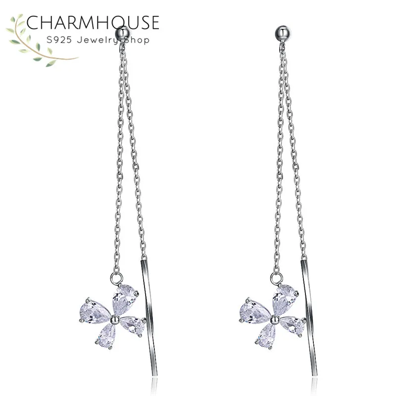 

925 Sterling Silver Drop Earrings for Women Bowknot Dangle Earring with Cubic Zirconia Birthday Gifts for Girlfriend Pendientes