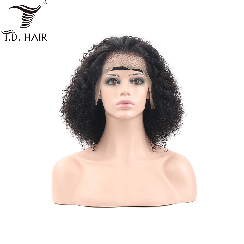 

TD Curly Human Hair Wigs Lace Frontal Natural Hairline Wig Brazilian Kinky Curly Pre-Plucked Bleached Knots Remy Hair Lace Wigs