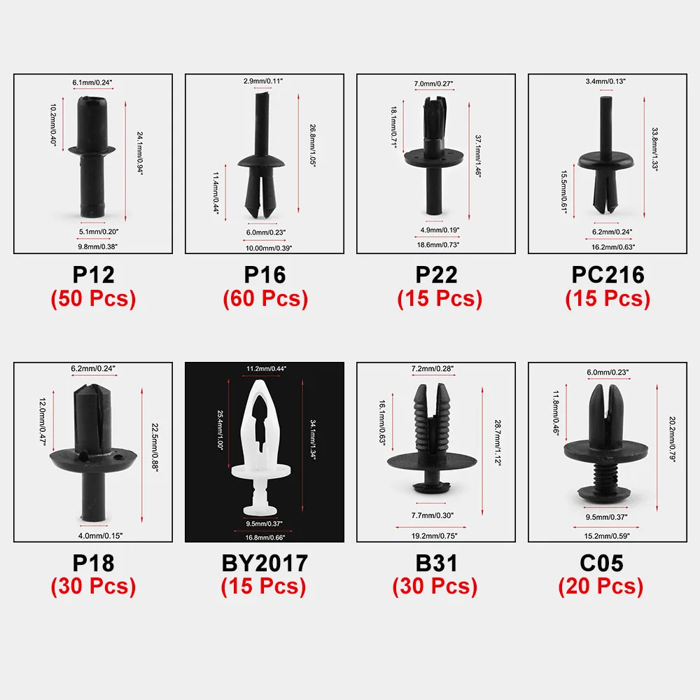 350 шт. пластиковые зажимы заклепки для Audi BENZ Ford BMW 5mm 6mm 7mm 8mm 12mm Mazda Авто набор крепежа молоток для правки крыльев Фиксатор двери Накладка панель толчок