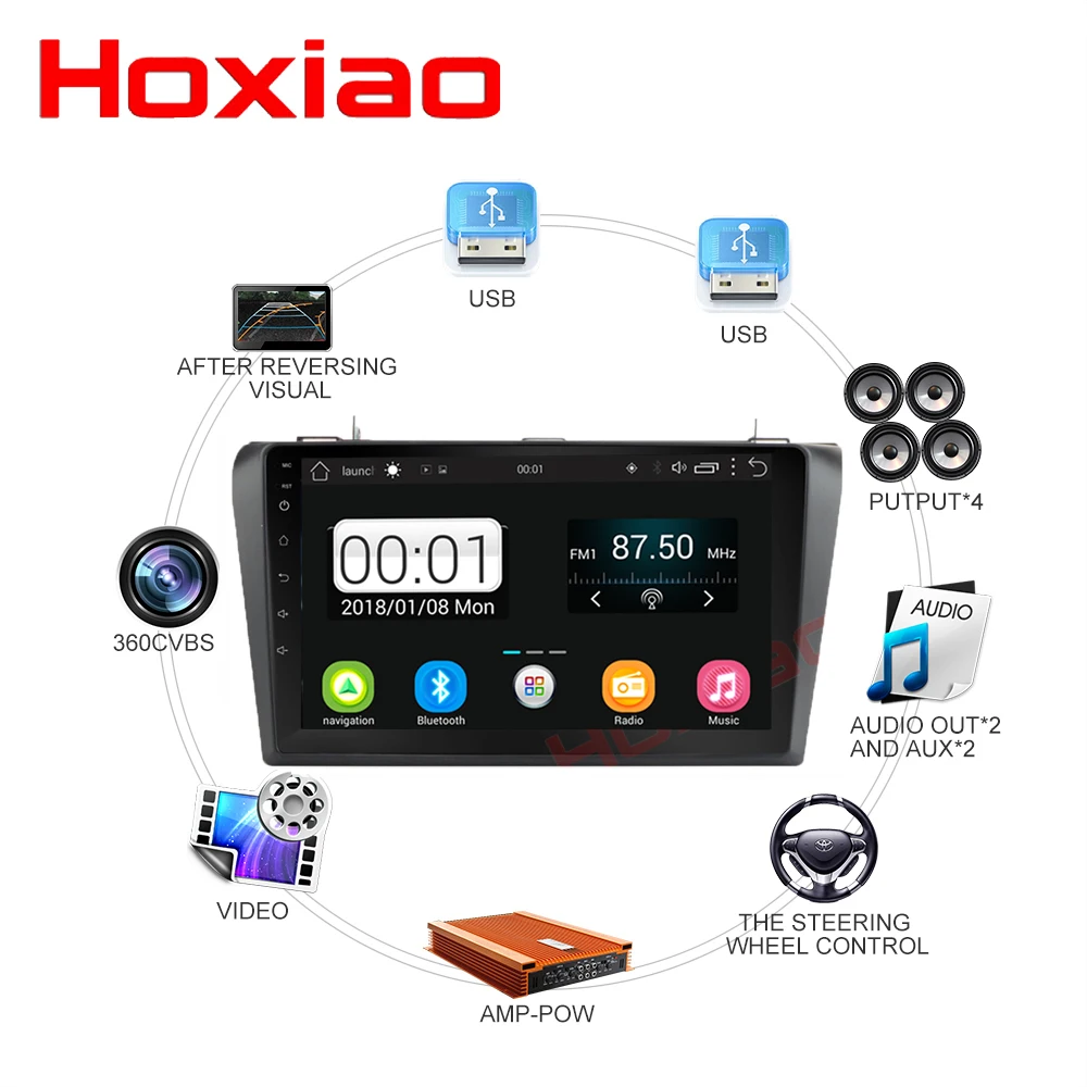 Perfect Android Car Radio for MAZDA 3 2004 -2013 9 inch Quad Core wifi Bluetooth video audio Multimedia 2 din car dvd player 1