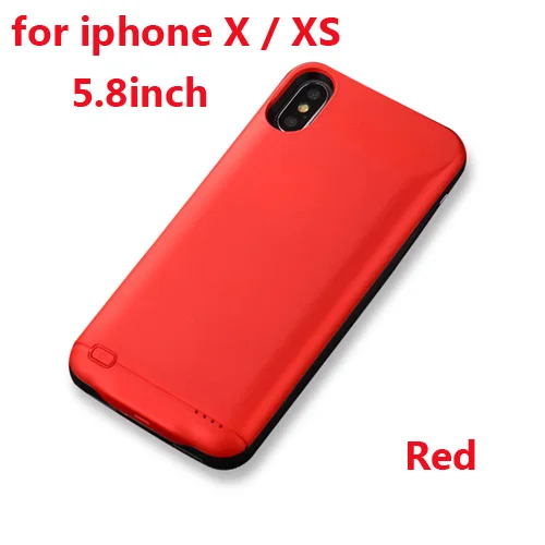 Чехол для зарядного устройства для iPhone X XS Max XR 6 6 s 7 8 3000/4000/5000mAh power Bank зарядный чехол для iPhone X XS 8 7 6 6 s Plus - Цвет: X XS Red