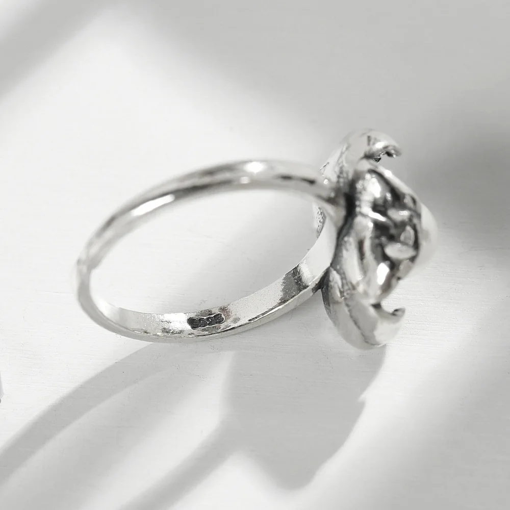 Жемчужный лотос китайский стиль Открытое кольцо Tai silver 100% Стерлинговое Серебро 925