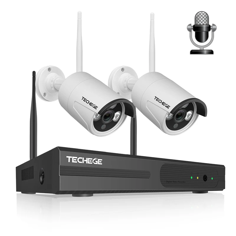 Techege 1080P Беспроводная CCTV камера система аудио запись 4CH NVR домашняя WiFi камера безопасности комплекты уличная система видеонаблюдения - Color: 4CH NVR 2 White Cam