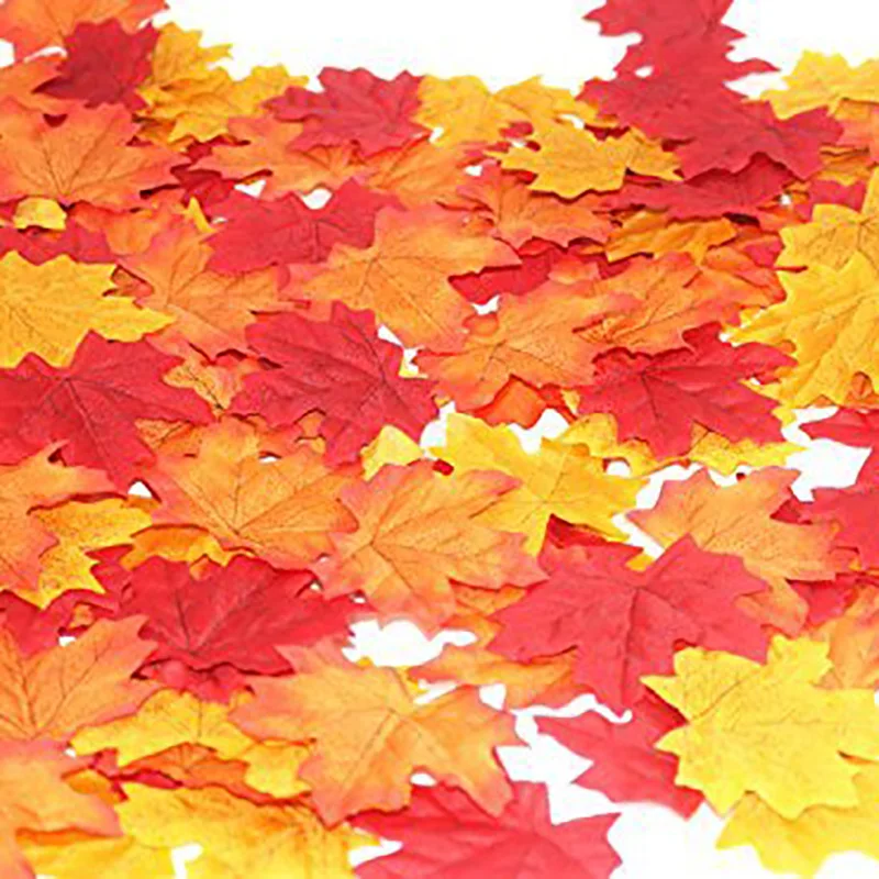 

600 pcs Assorted Mixed Deep Fall Colored Artificial Maple Leaves for Weddings Thanks-Giving Events Outdoor Maple Leaf Cafe Decor