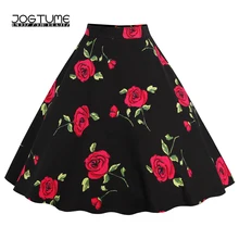 Jogtume Для женщин Винтаж юбка Falda приталенное модное розовое принт горошек высокой талией женственное Плиссированное Юбки для женщин плюс Размеры(S-4XL