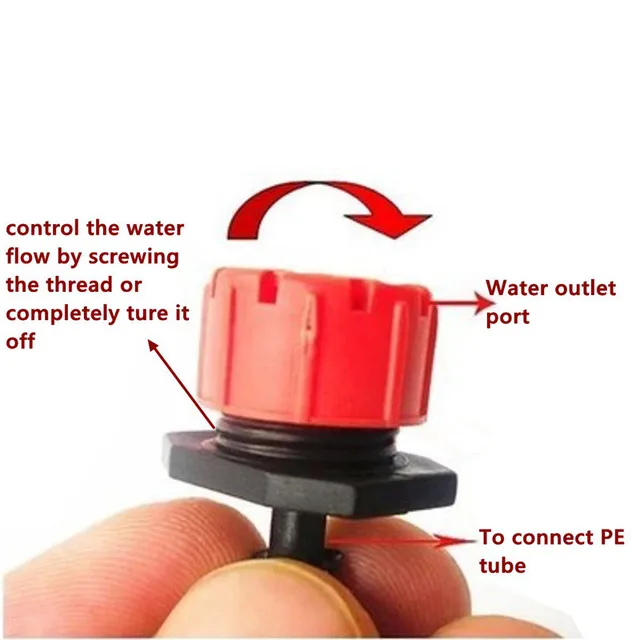 100Pcs 1/4Inch Adjustable Micro Drip Irrigation System Watering Sprinklers Anti-clogging Emitter Dripper Red Garden Supplies