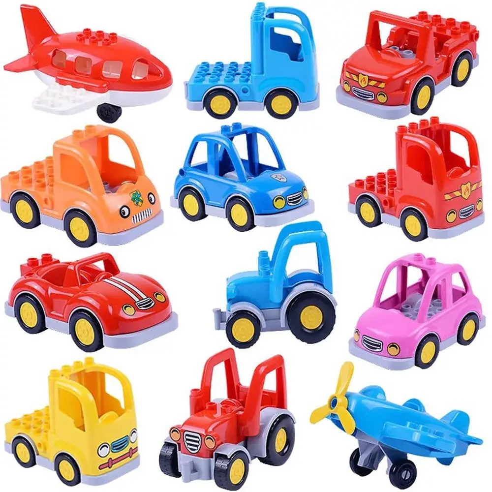 

Duploed technic Big size Blocks Car Truck Plane motorcycle Vehicle accessory Building bricks Toys for children kids with duploin