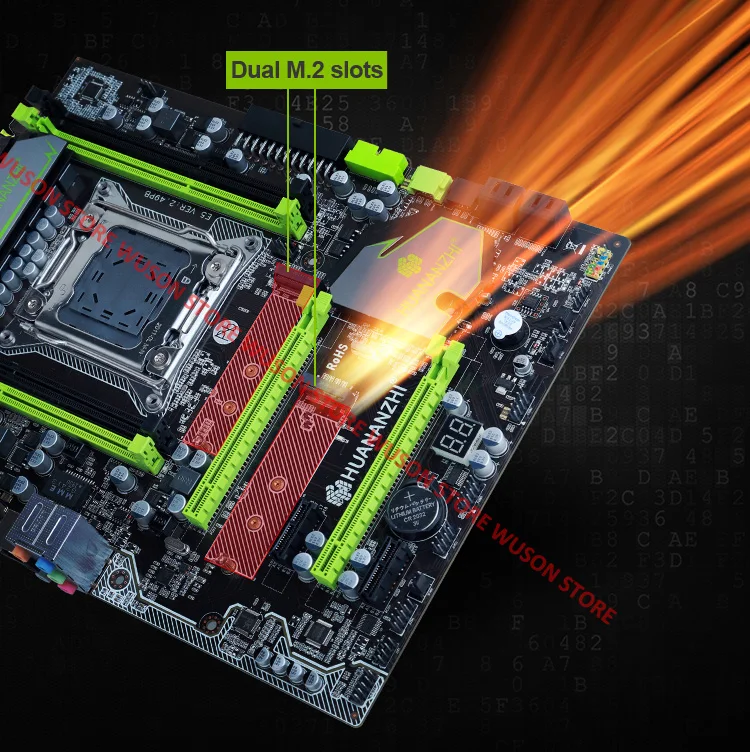 Скидка материнской комбинации HUANANZHI X79 Pro Материнская плата с двумя M.2 слот Процессор Intel Xeon E5 2680 2,7 ГГц с охладитель оперативная память 4*16G