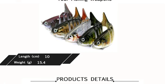 Jointed Bionic Artificial Fishing Lures For Tolling Perch Walleye Pike Sunfish Hard Bait 7 segments 10cm 15 (2)