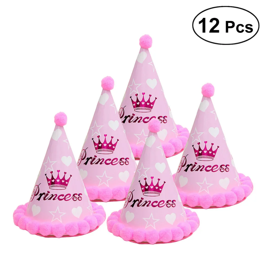 Cat Cone 12-Pack Dog Birthday Hats Sparkly Cone Party Hats For